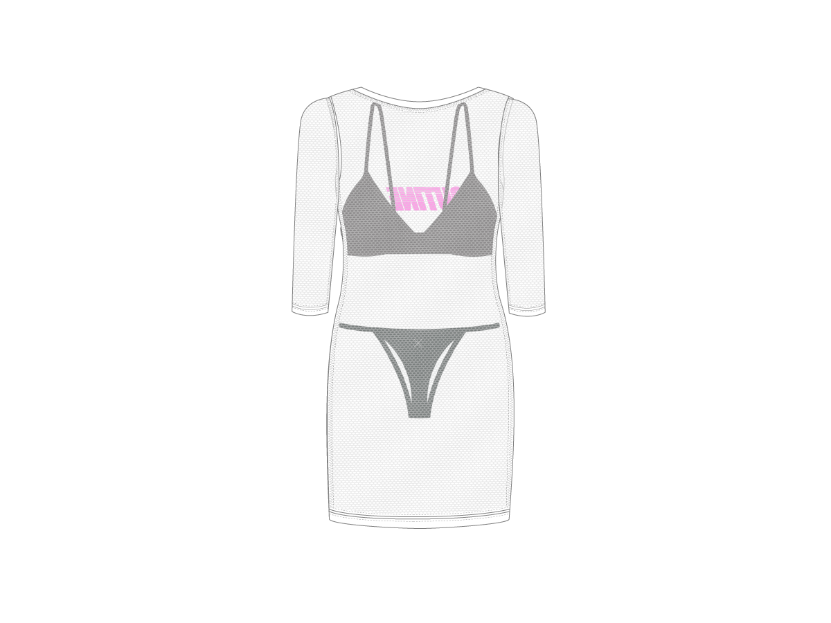 Mesh Midi Cover Up Dress w/ Logo Print