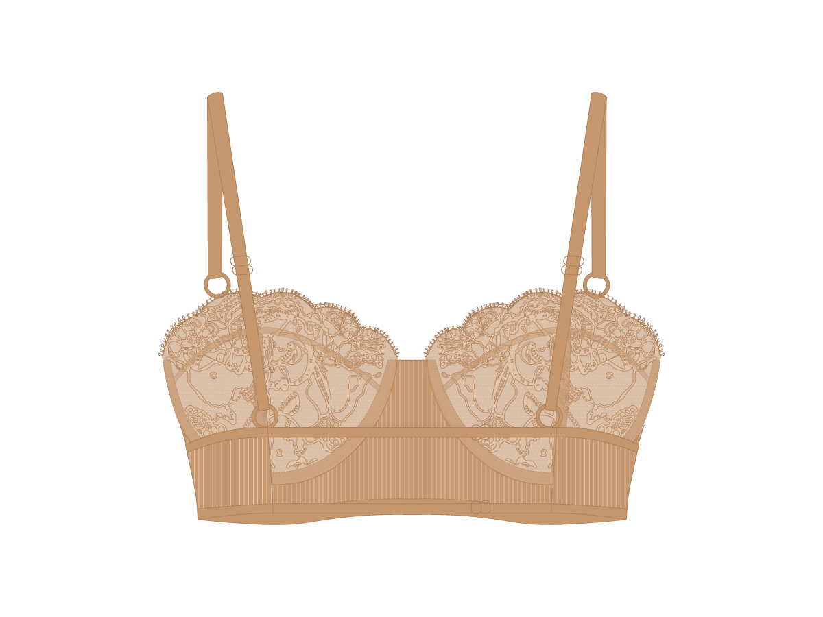 Nude Lace Ribbed Top