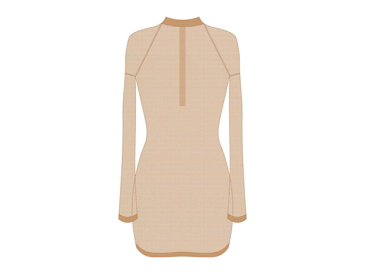 Nude Mesh Zipper Logo Cover-up Dress