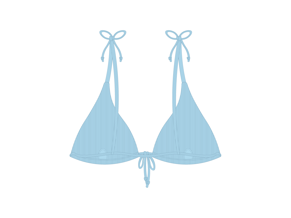 Powder Blue 3 Tie Ribbed Top