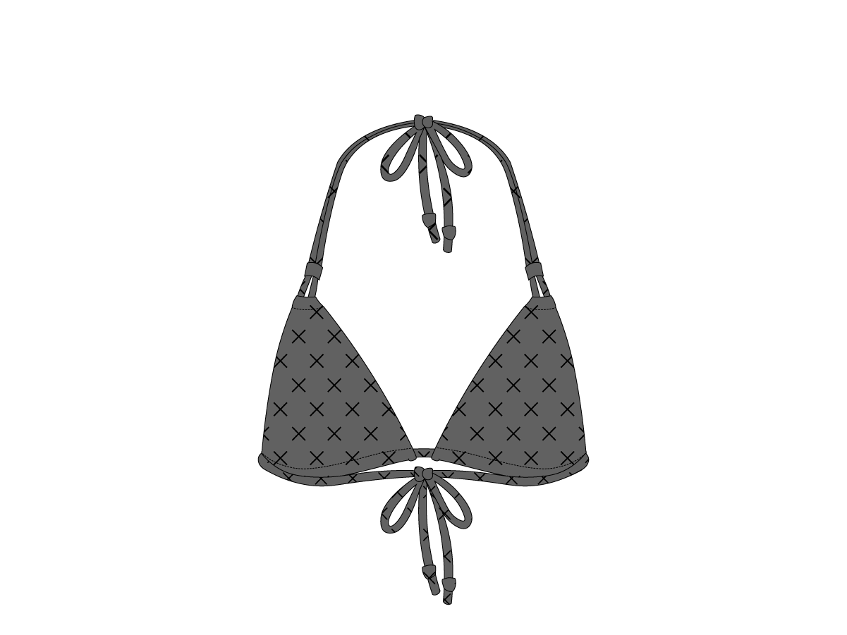 Black Logo Print Double String Top