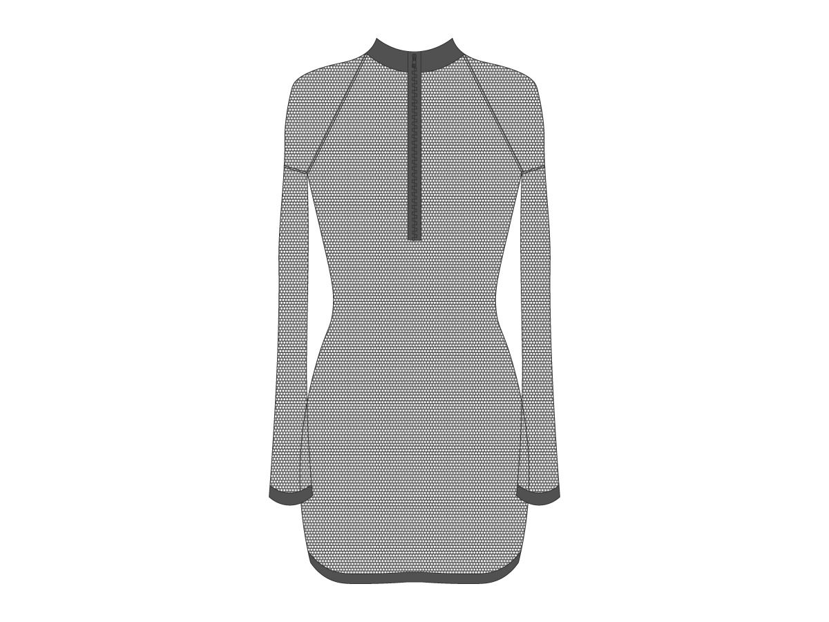 Grey Mesh Zipper Logo Cover-up Dress