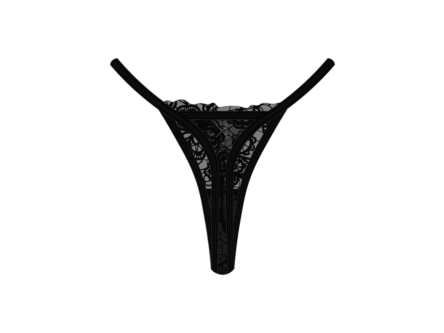 Black Trim Lace Thong