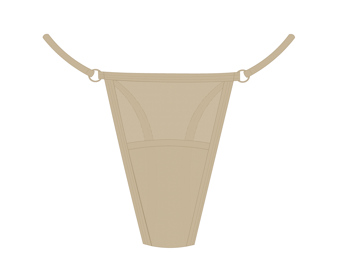 Khaki Mesh Lace Thong Panty