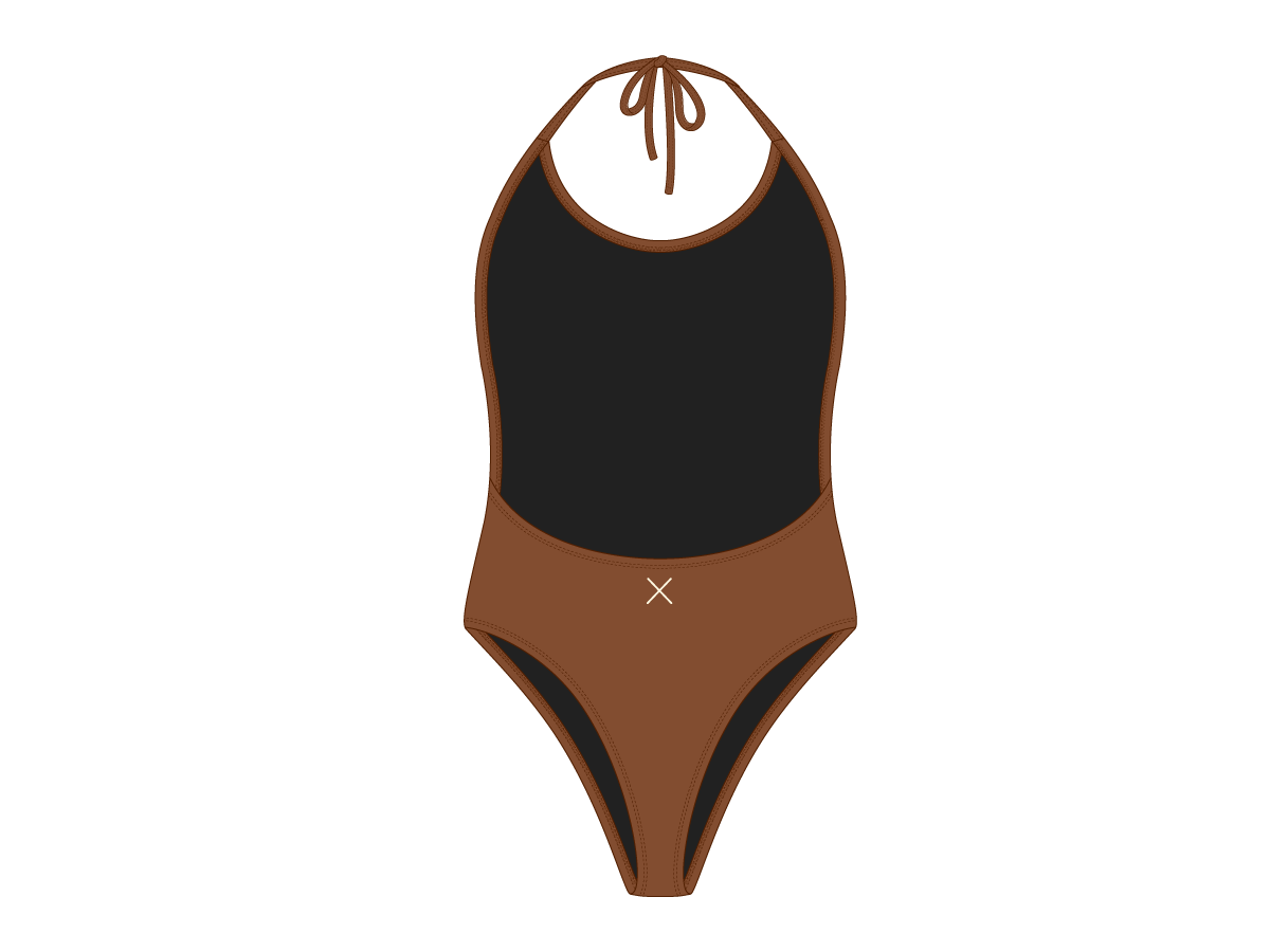 Cocoa Brown Halter One Piece