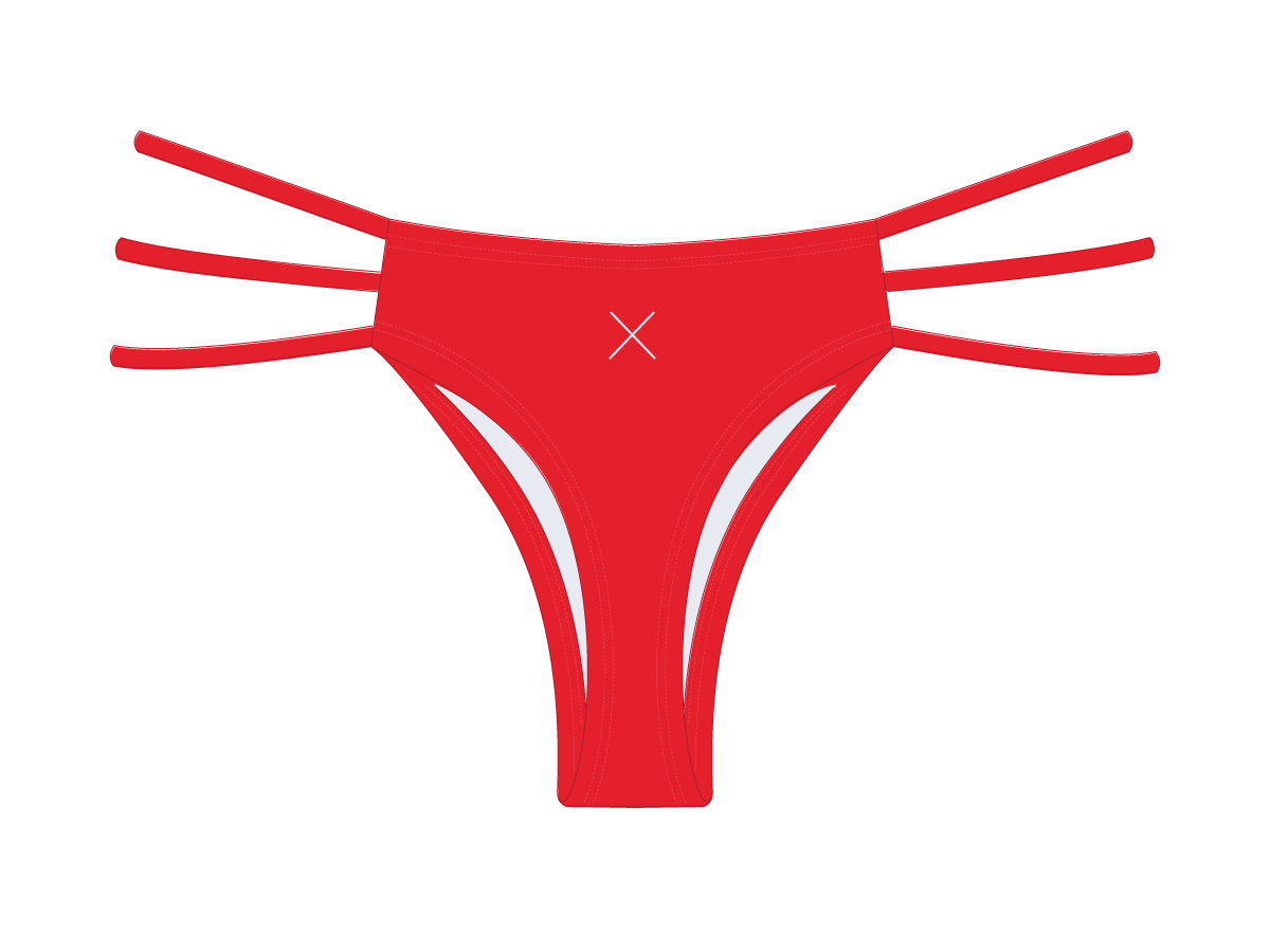 Rose Red Triple Strap Bottoms