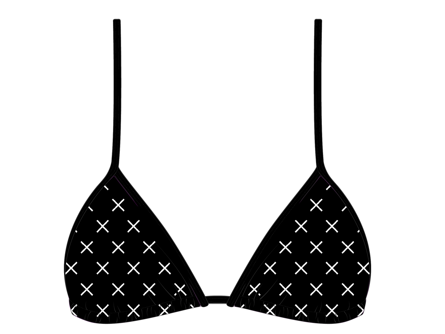 Black Logo Print Bikini Top