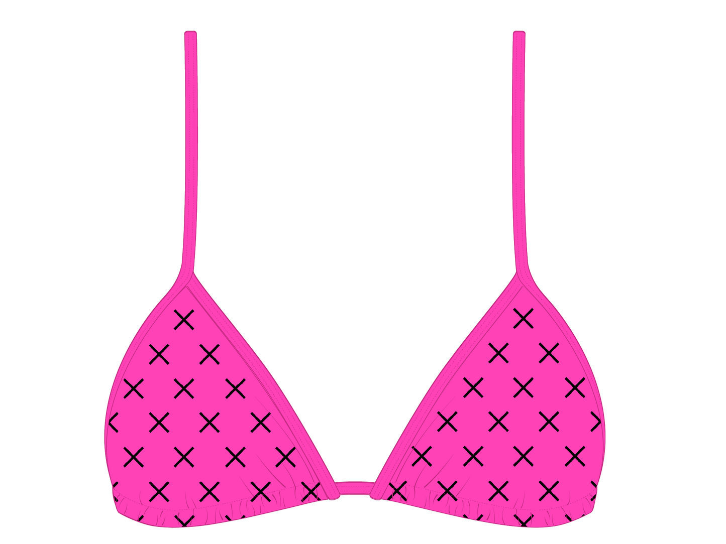 Hot Pink Logo Print Bikini Top