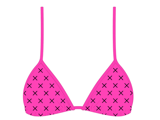 Hot Pink Logo Print Bikini Top