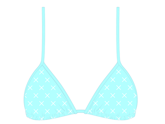 OFF-Blue Logo Print Bikini Top