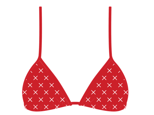 Red Logo Print Bikini Top