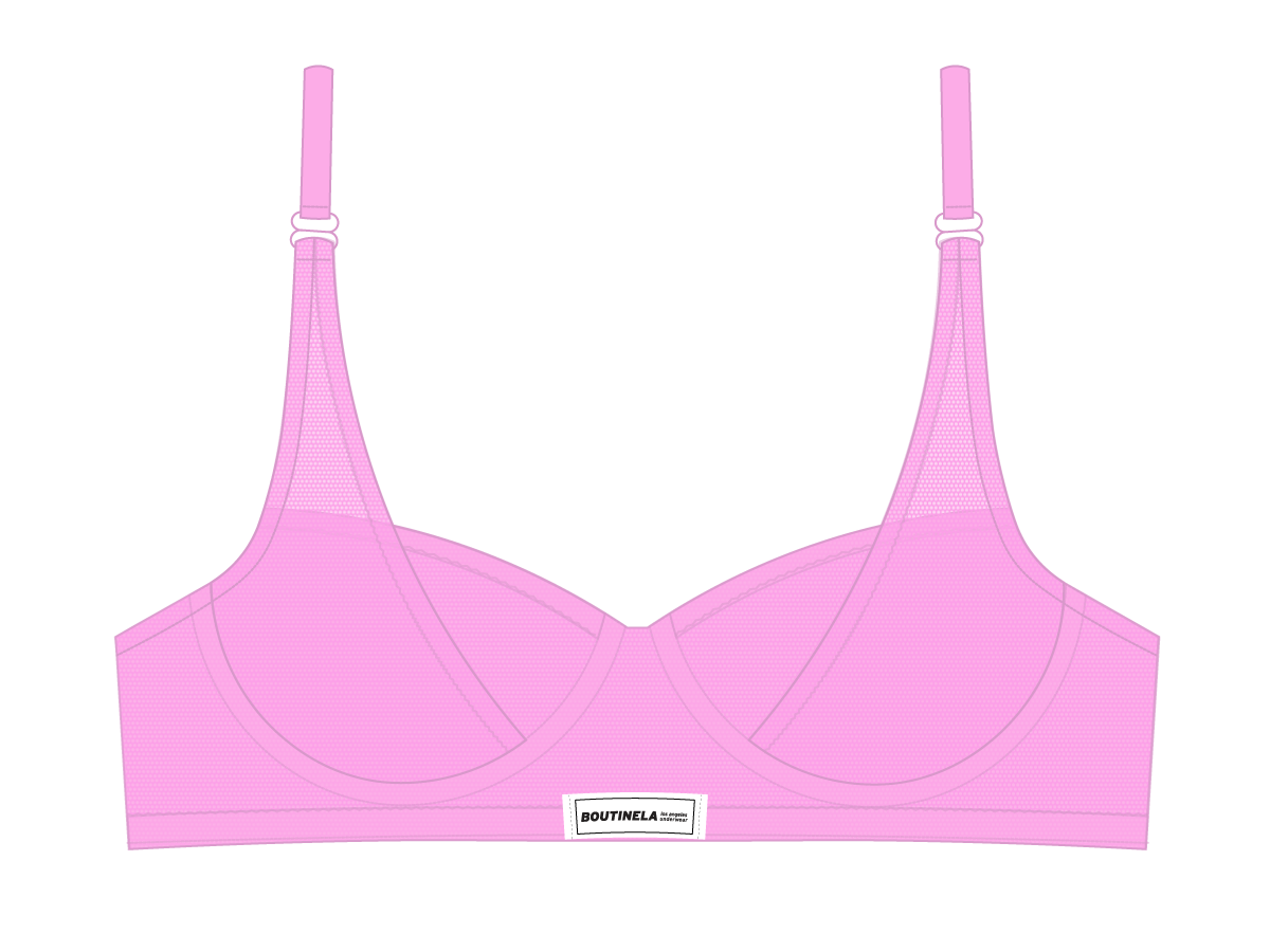 Pink Mesh Lace Underwire Bra