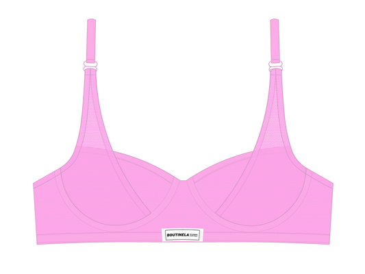 Pink Mesh Lace Underwire Bra