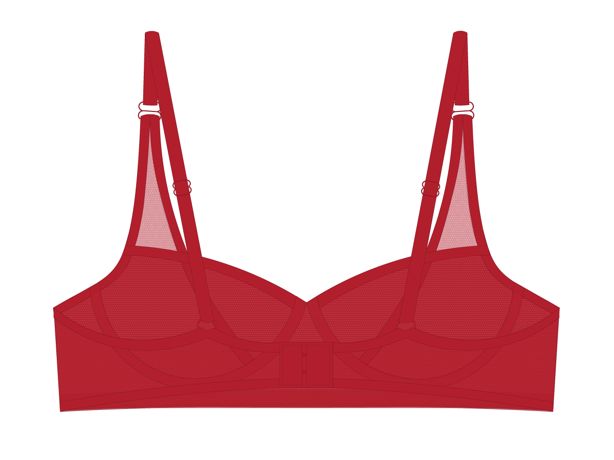 Red Mesh Lace Underwire Bra
