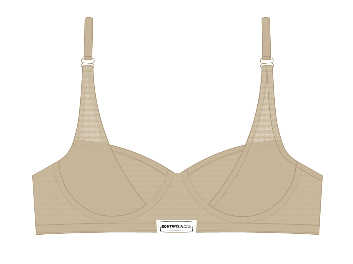 Khaki Mesh Lace Underwire Bra