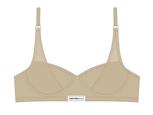 Khaki Mesh Lace Underwire Bra