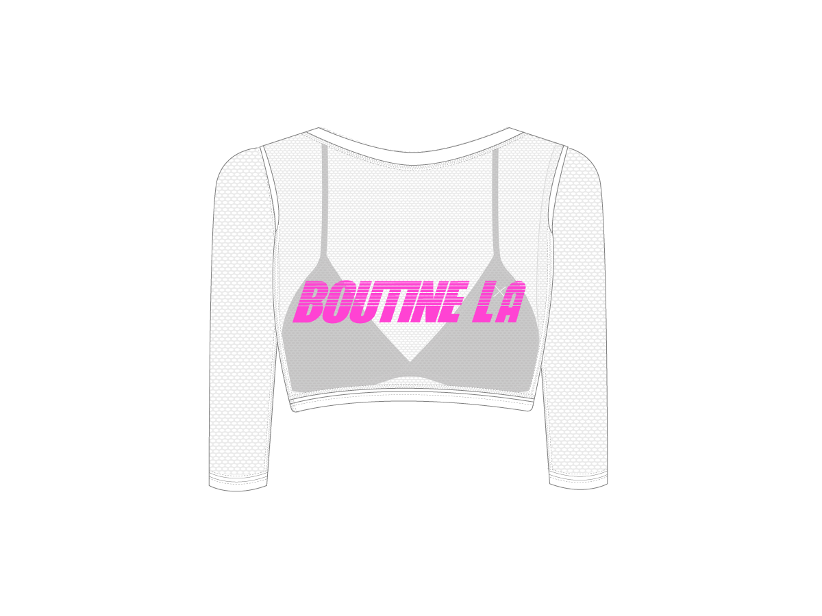 Mesh Crop Cover Up w/ Logo Print