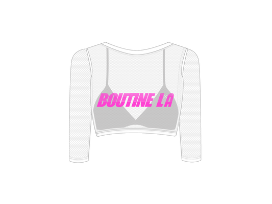 Mesh Crop Cover Up w/ Logo Print