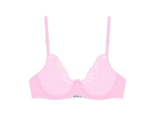 Dusty Pink Lace Bow Bra