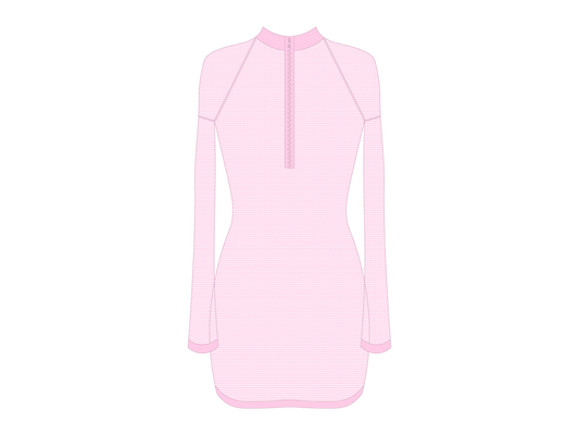Pink Mesh Zipper Logo Cover-up Dress