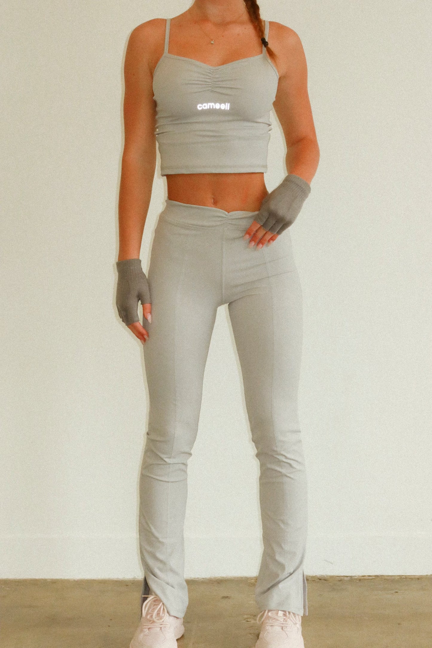 Ash Grey Scrunch Tank Top