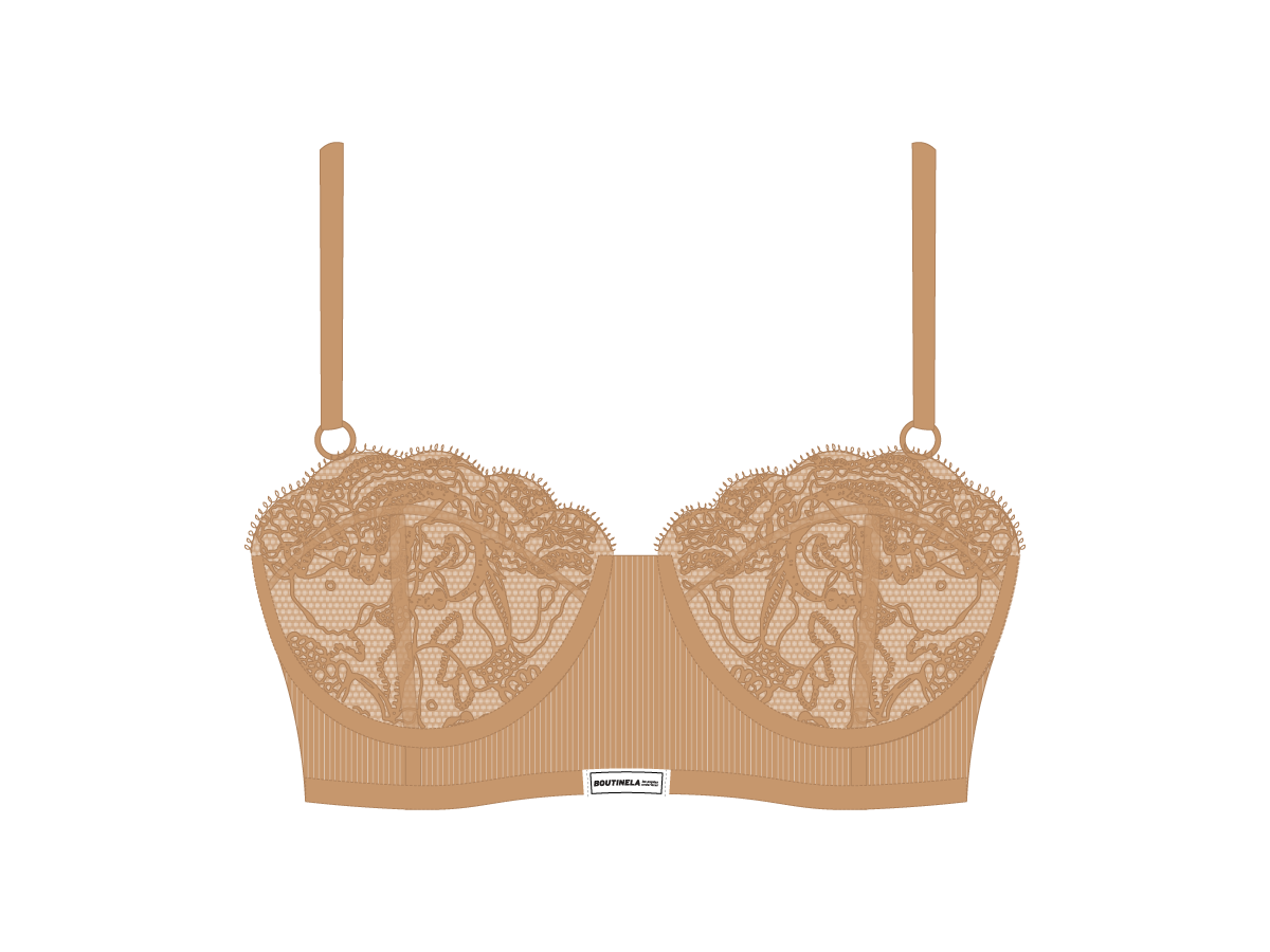 Nude Lace Ribbed Top