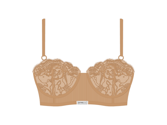 Nude Lace Ribbed Top