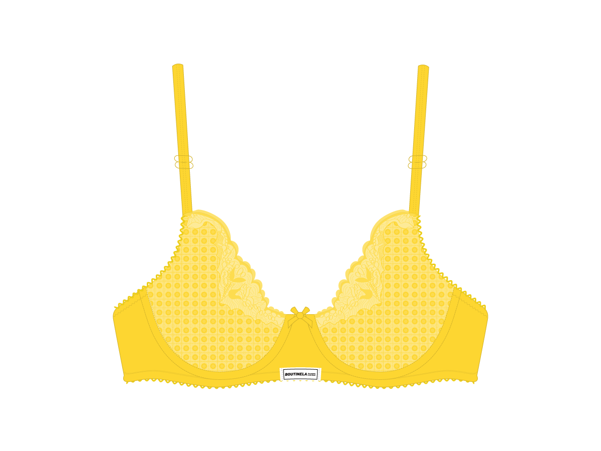 Lilly Yellow Lace Bow Bra
