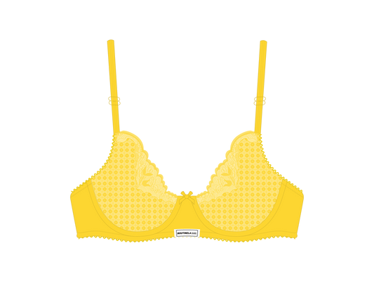 Lilly Yellow Lace Bow Bra