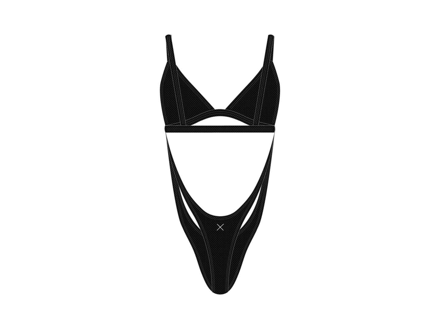 Black Drift One Piece -  Honeycomb Fabric