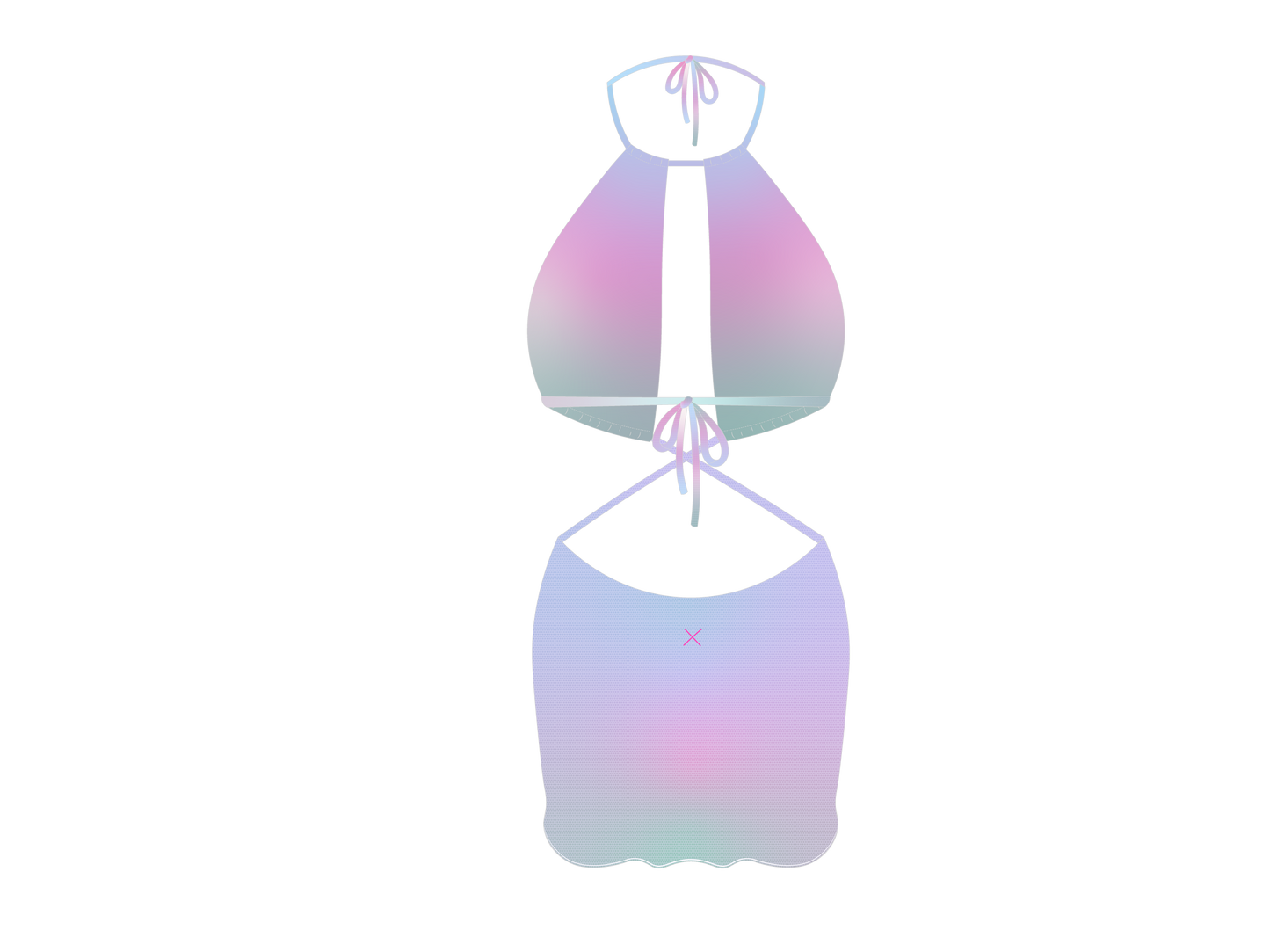 Purple Ombre Mesh Bikini Top Dress