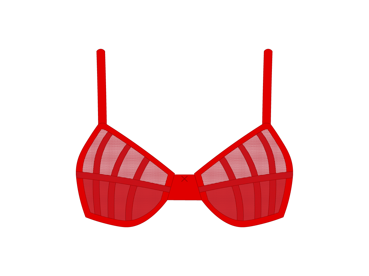 Red Mesh Peep Bralette