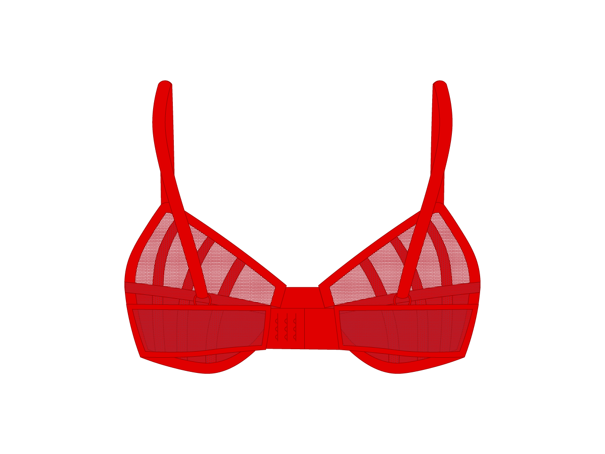 Red Mesh Peep Bralette