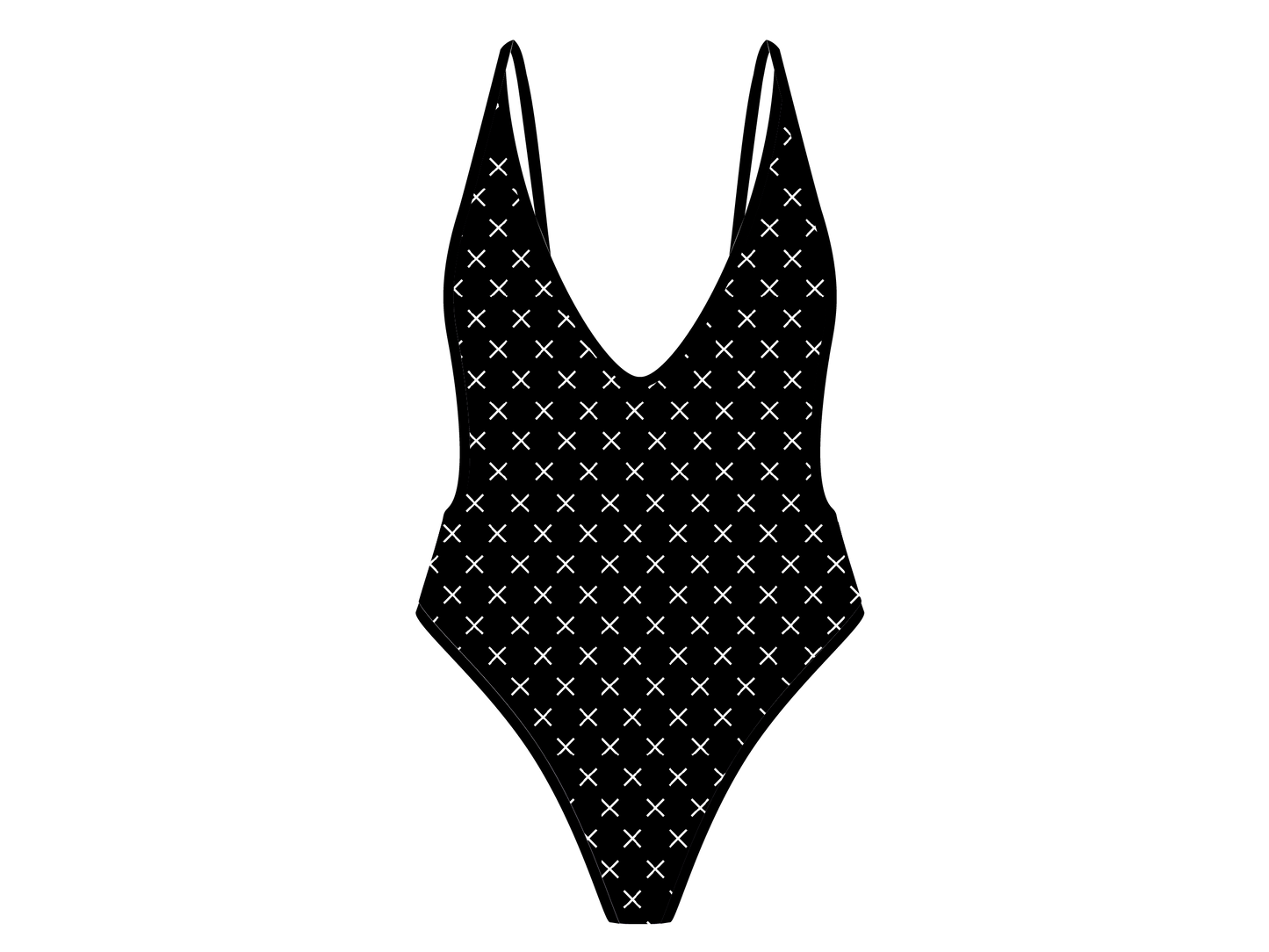 Black Logo Print Retro One-Piece