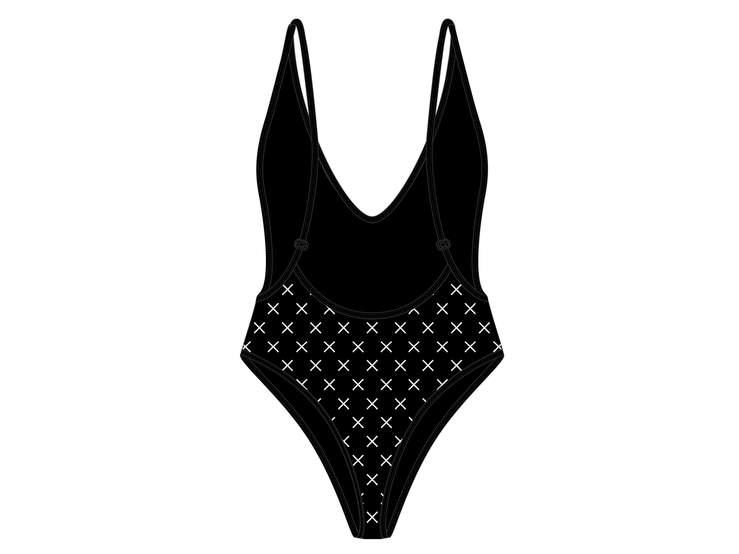 Black Logo Print Retro One-Piece