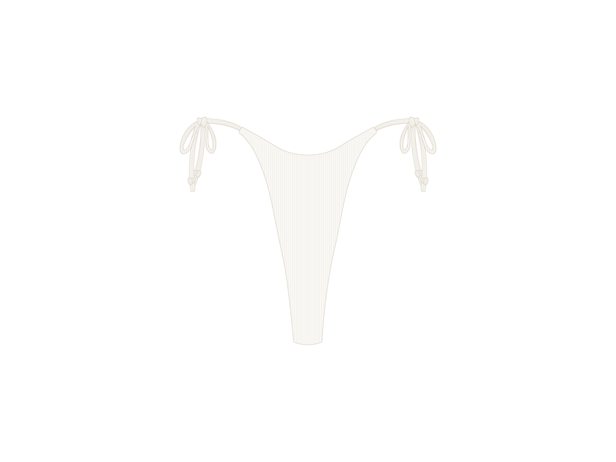 White Ribbed Hi Beachy Bottoms