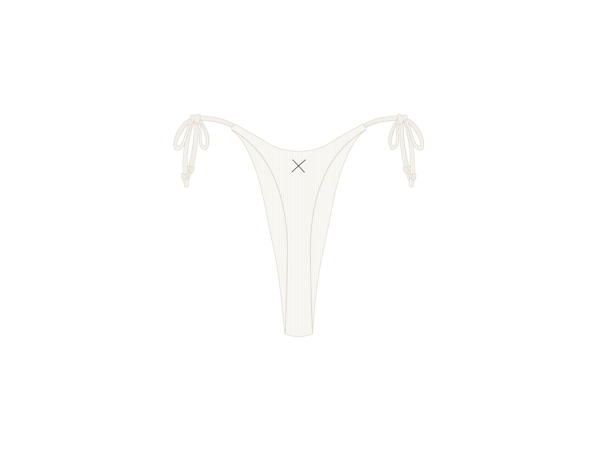 White Ribbed Hi Beachy Bottoms