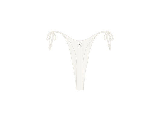 White Ribbed Hi Beachy Bottoms