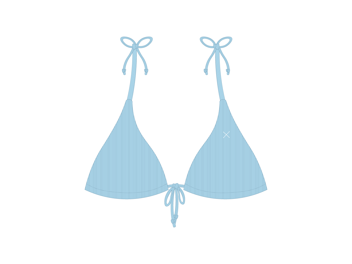 Powder Blue 3 Tie Ribbed Top