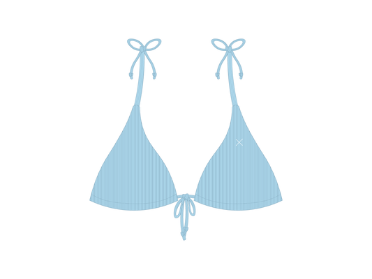 Powder Blue 3 Tie Ribbed Top