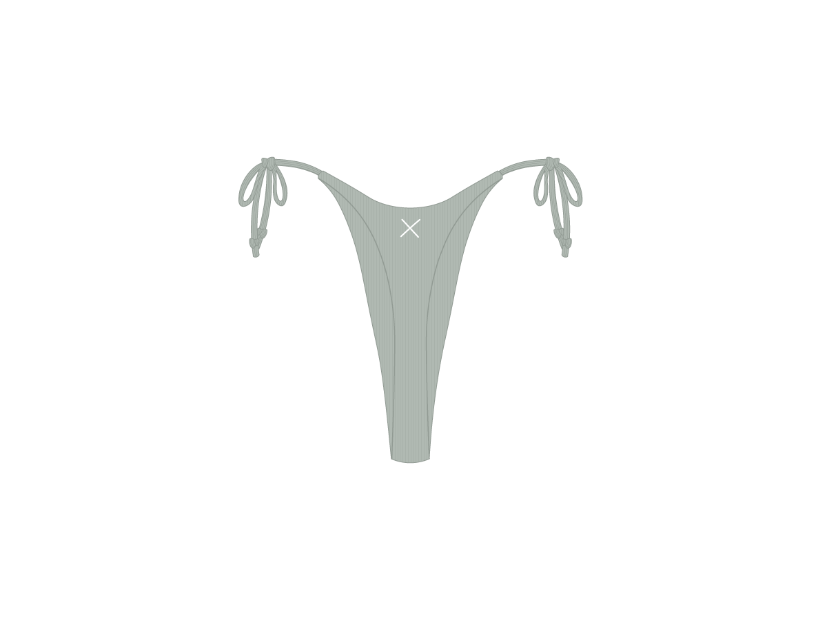 Sea Foam Ribbed Hi Beachy Bottoms