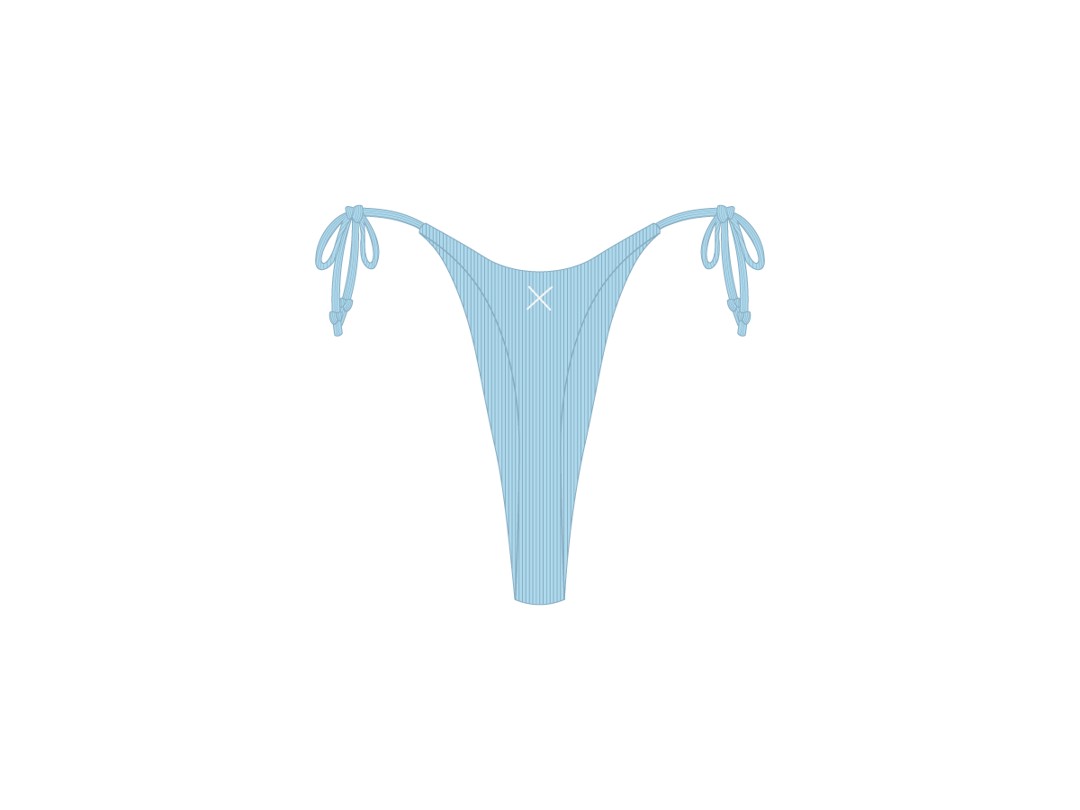 Powder Blue Ribbed Hi Beachy Bottoms