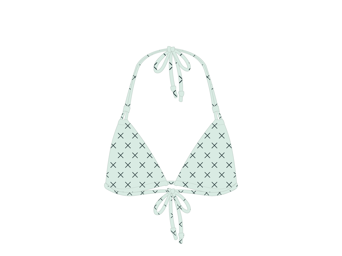 Green Logo Print Double String Top