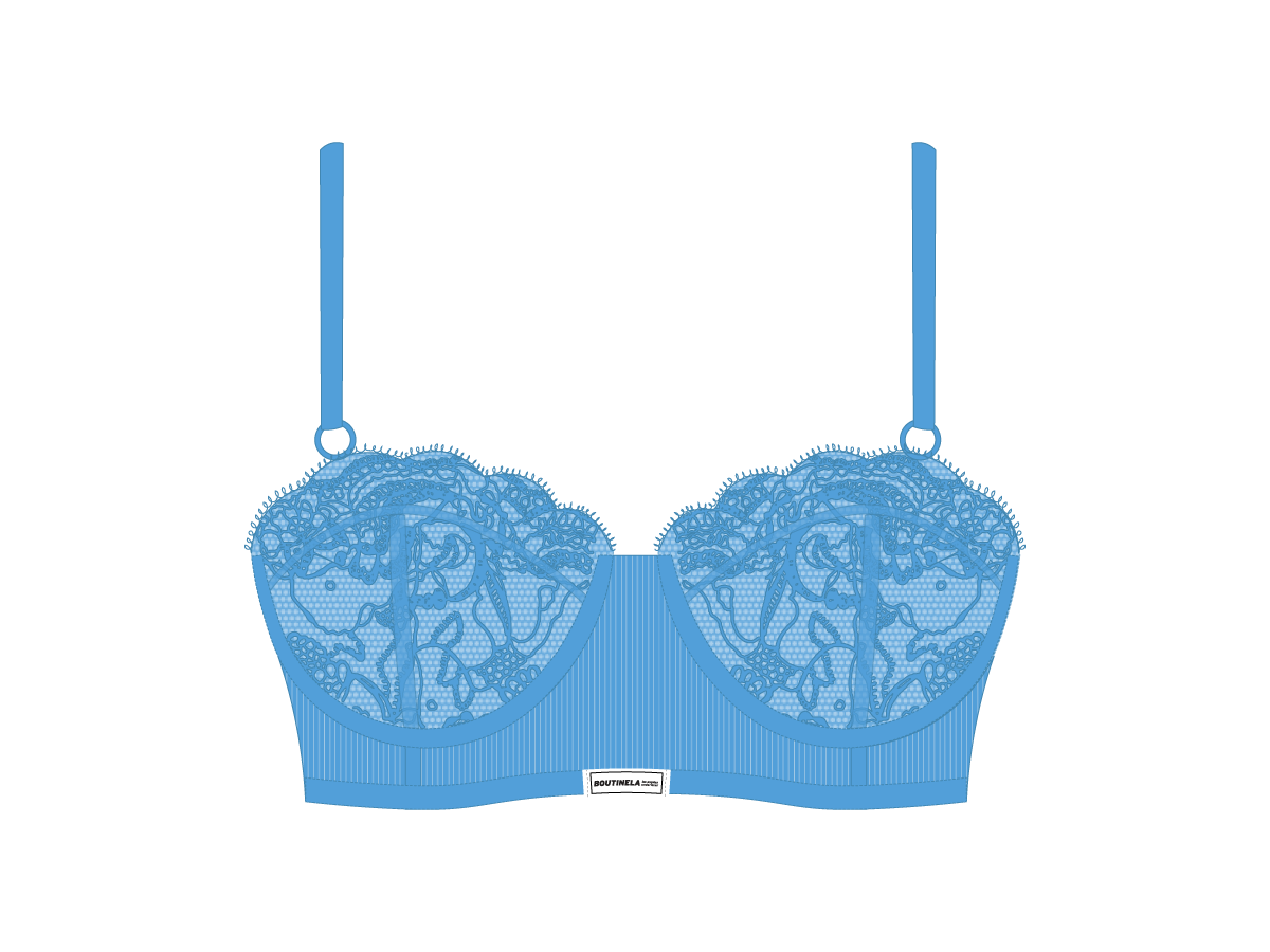 Sky Blue Lace Ribbed Top