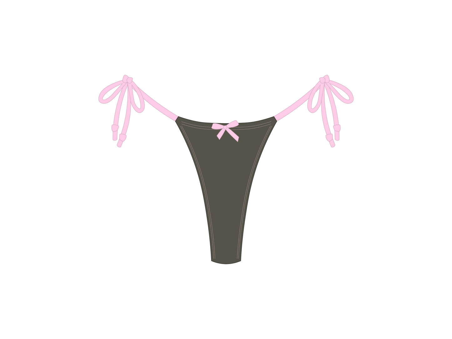 Army Pink Contrast Bow Bottom