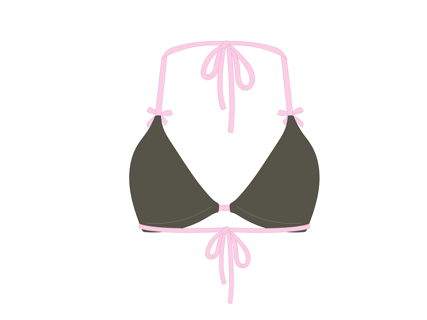 Army Pink Contrast Bow Top
