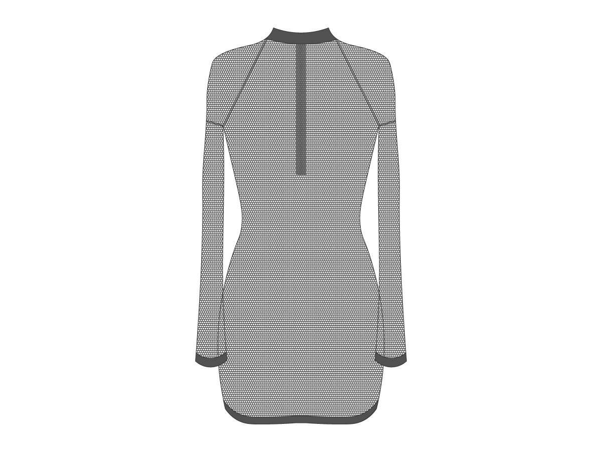 Grey Mesh Zipper Logo Cover-up Dress