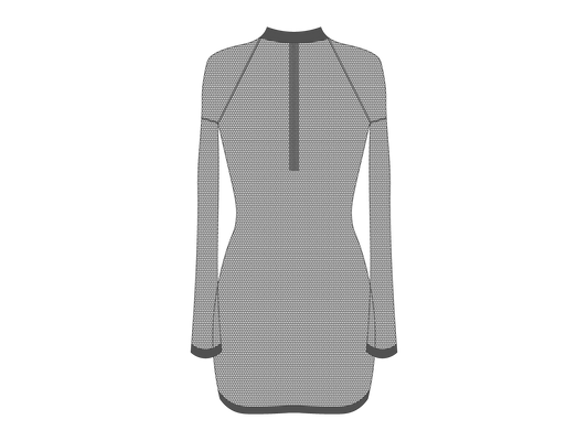 Grey Mesh Zipper Logo Cover-up Dress