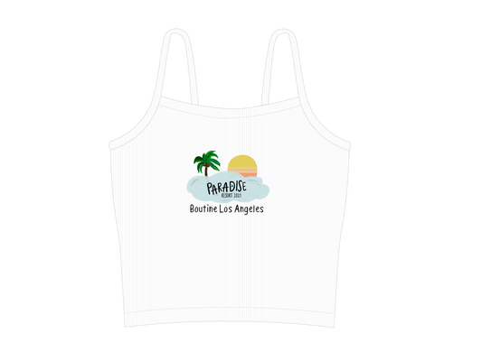 White Paradise Resort Cropped Tank top