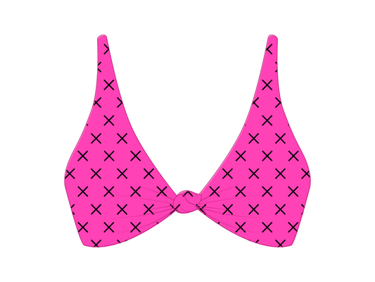 Hot Pink Logo Print Twist Top